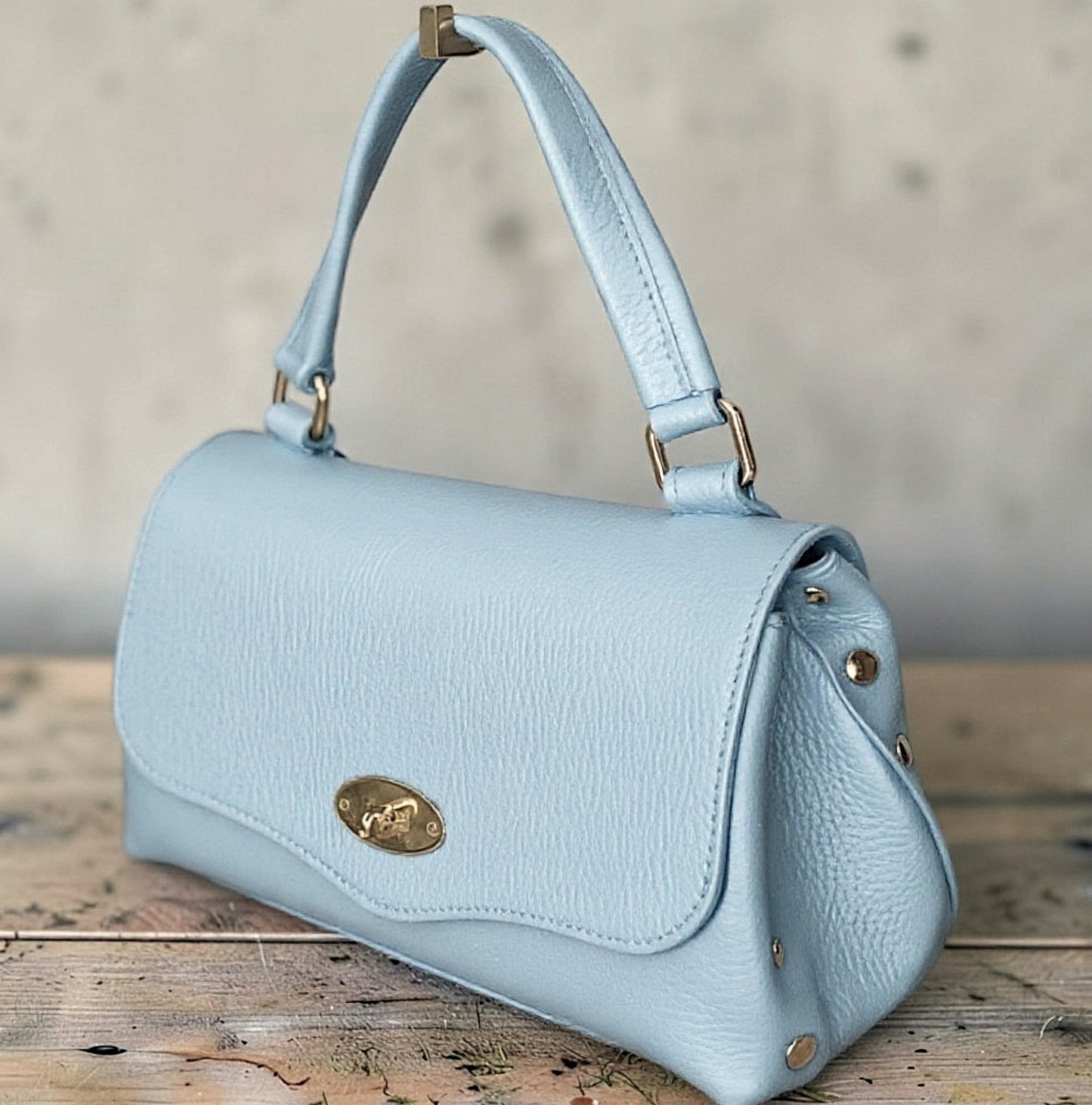 " STEFANIA DOLLARO " Borsa a Spalla Modello Postina in Vera Pelle Dollaro con Tracolla