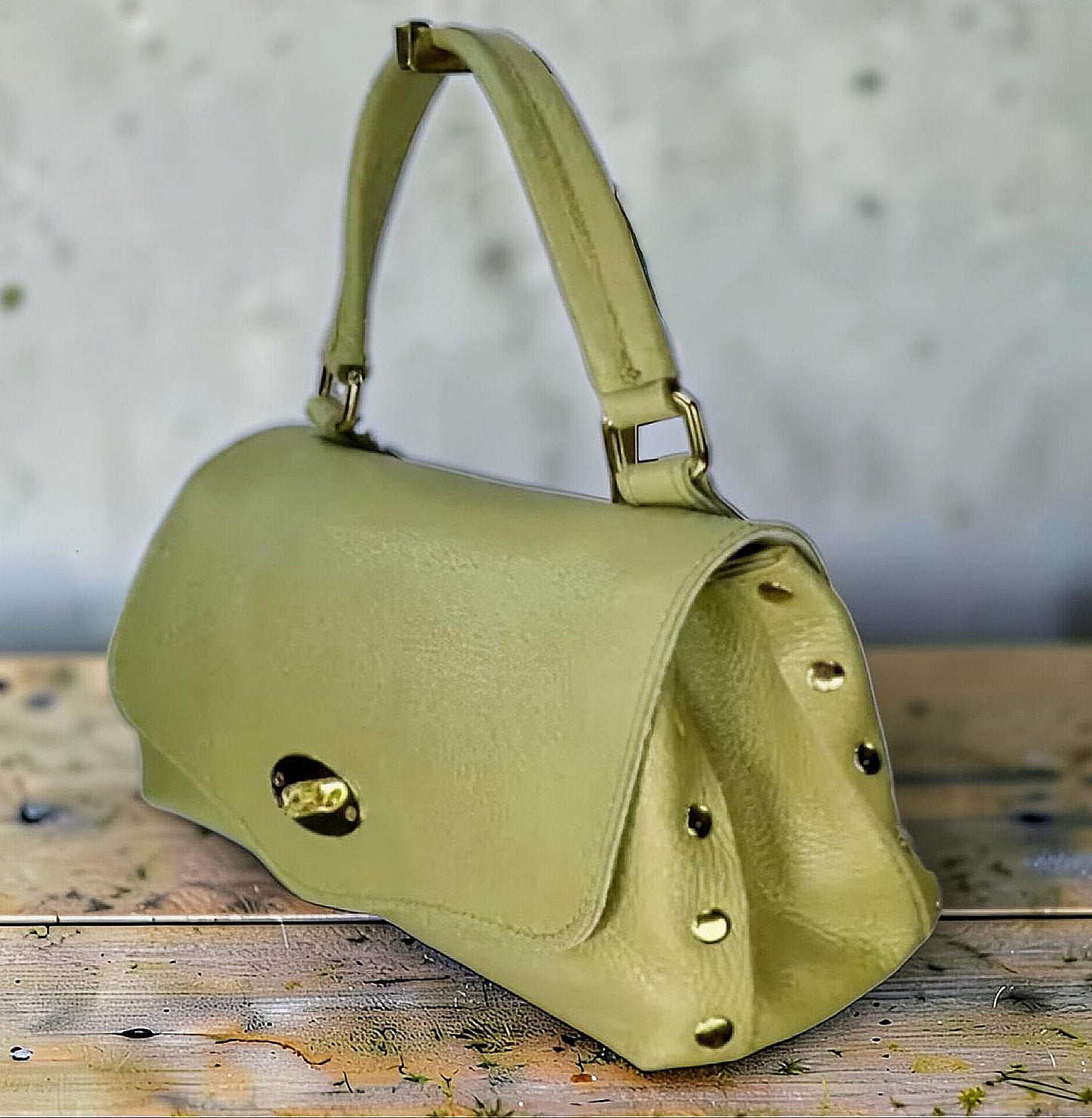 " STEFANIA DOLLARO "  Borsa a Spalla Modello Postina in Vera Pelle Dollaro con Tracolla