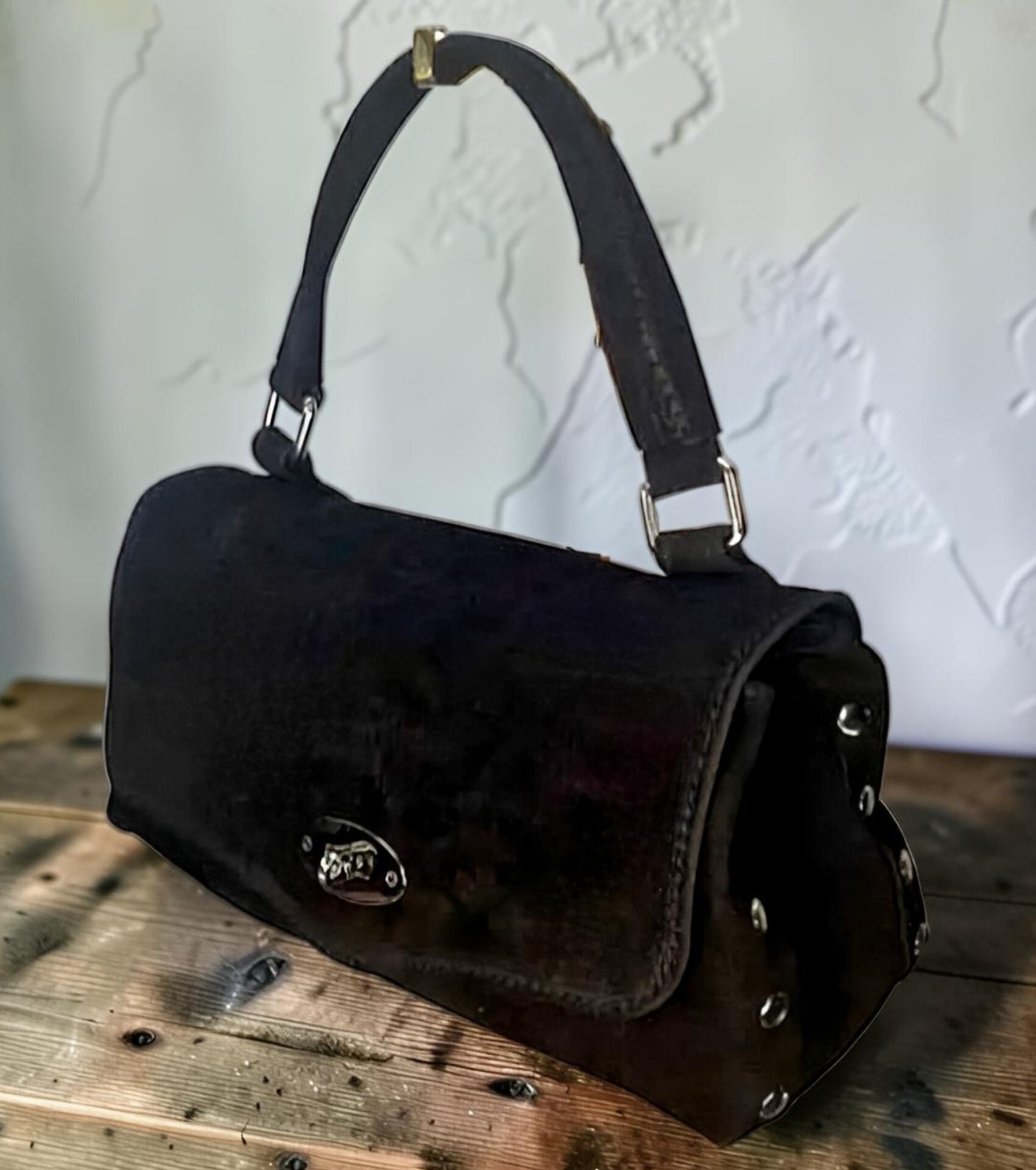 " STEFANIA SUEDE " Borsa a Spalla- Mano Modello Postina in Vera Pelle Camoscio con Tracolla