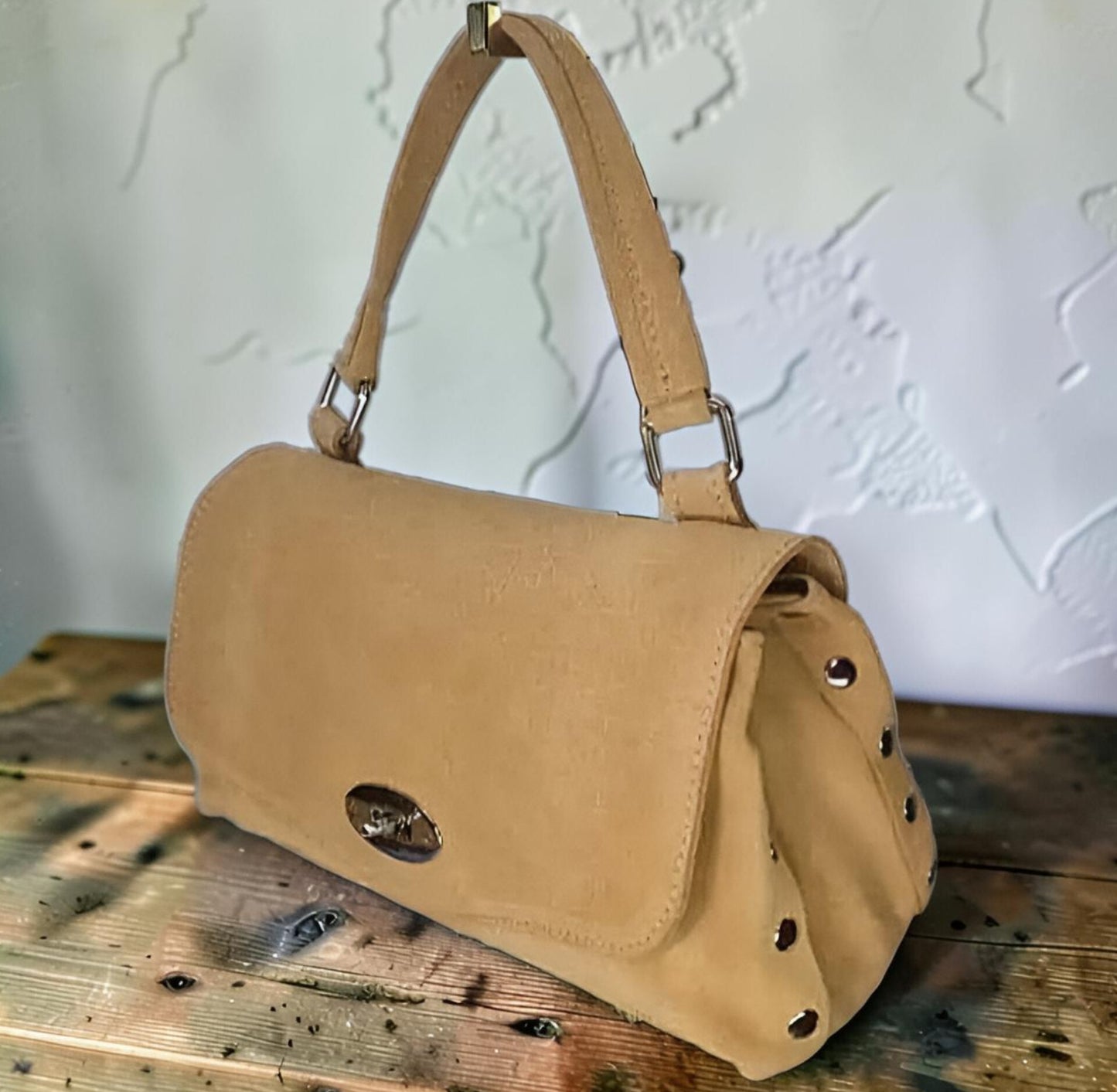 " STEFANIA SUEDE " Borsa a Spalla- Mano Modello Postina in Vera Pelle Camoscio con Tracolla