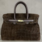 Borsa a Mano e Tracolla "Grace" in Vera Pelle Nabuk Stampa Crocco 3D e Dollaro