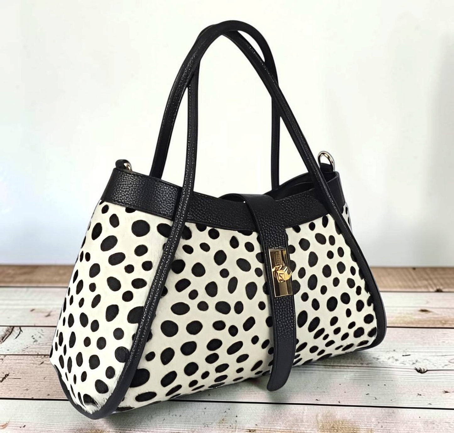 Borsa a Mano in Vera Pelle e Cavallino a Pelo Raso " Fiamma "