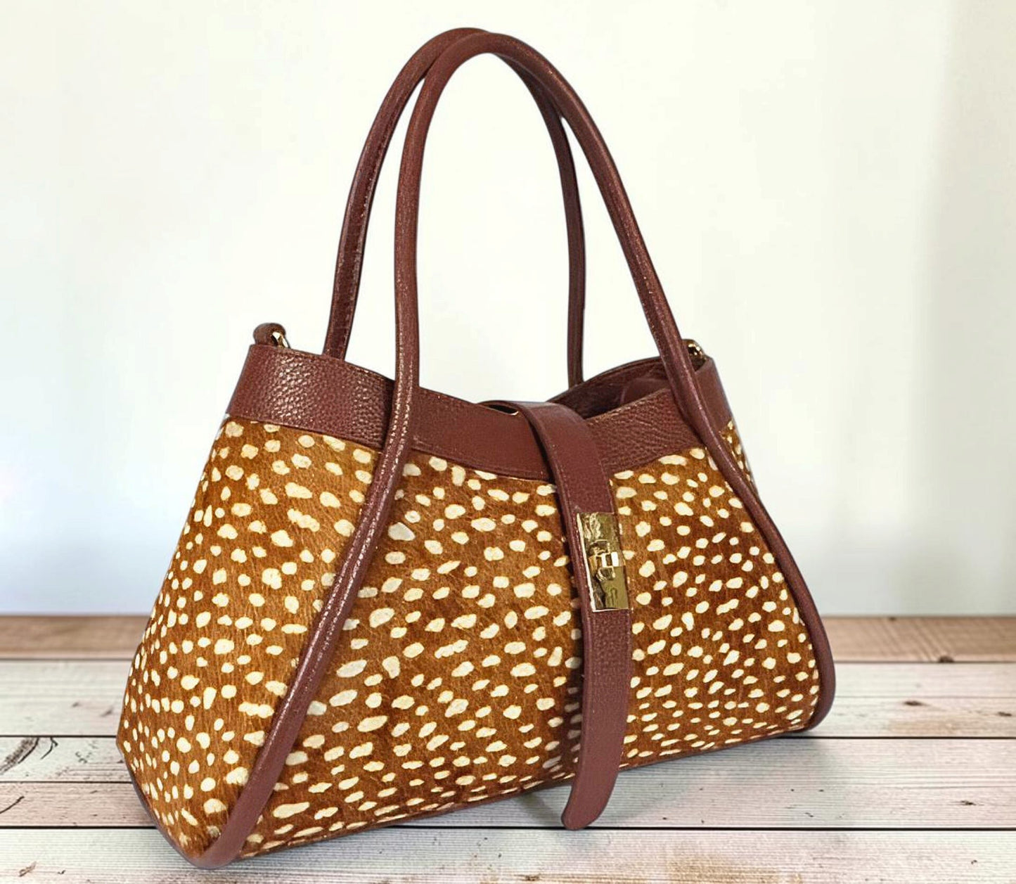Borsa a Mano in Vera Pelle e Cavallino a Pelo Raso " Fiamma "