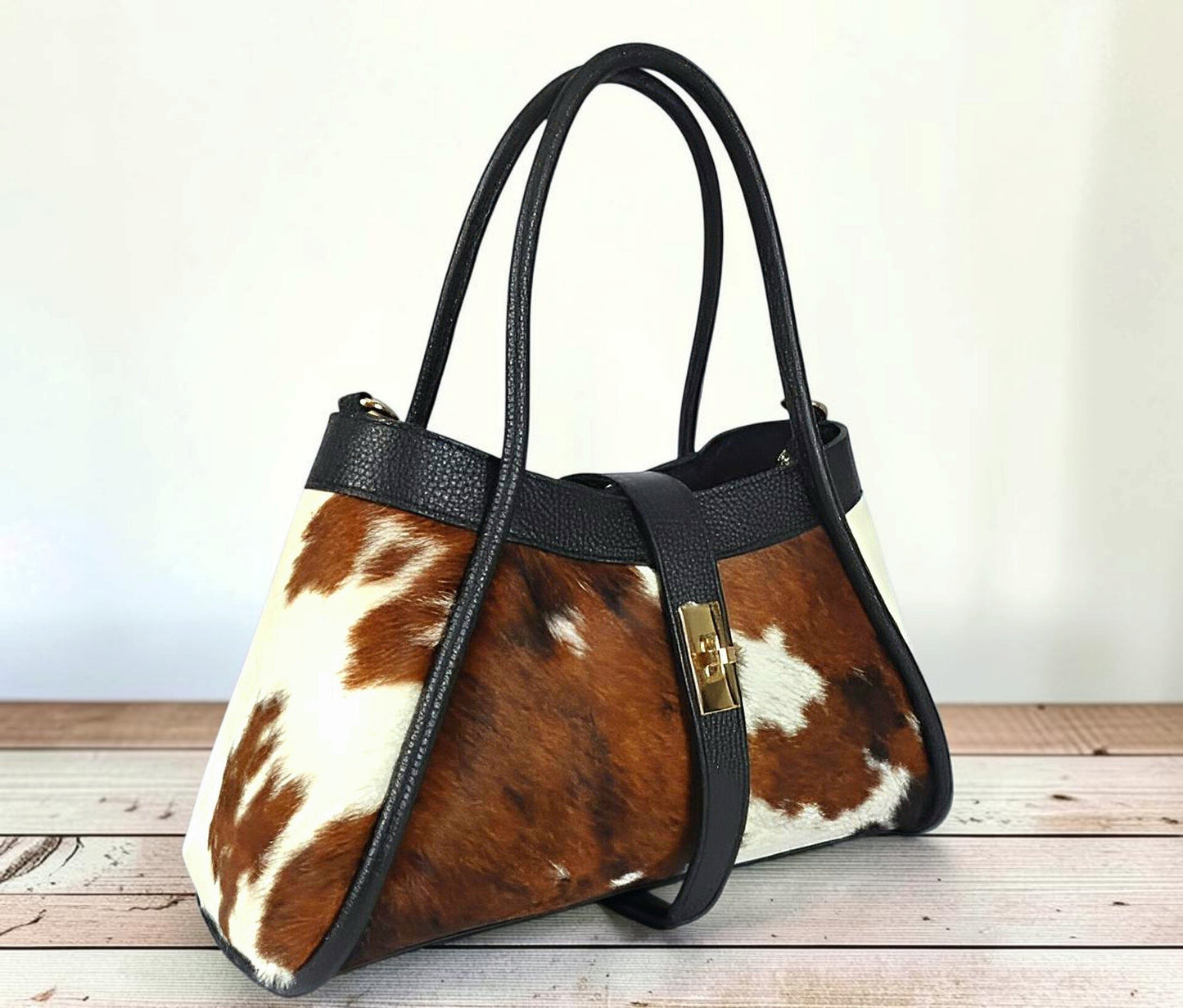 Borsa a Mano in Vera Pelle e Cavallino a Pelo Raso " Fiamma "