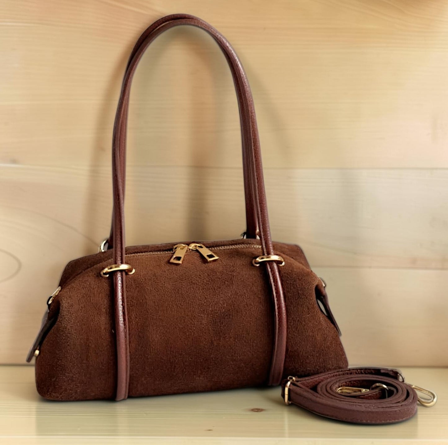 Borsa " Sofia " in Vera Pelle Suede e Dollaro – L'Eccellenza dell'Artigianato Fiorentino
