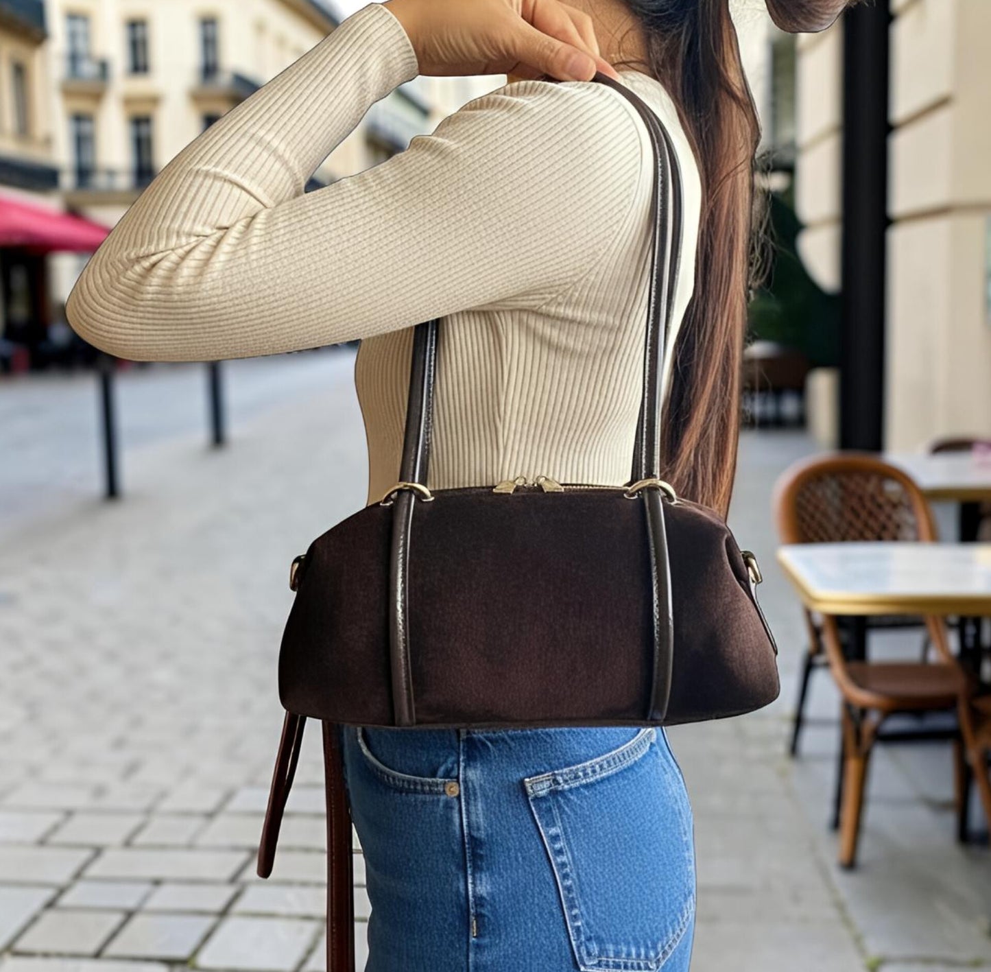 Borsa " Sofia " in Vera Pelle Suede e Dollaro – L'Eccellenza dell'Artigianato Fiorentino